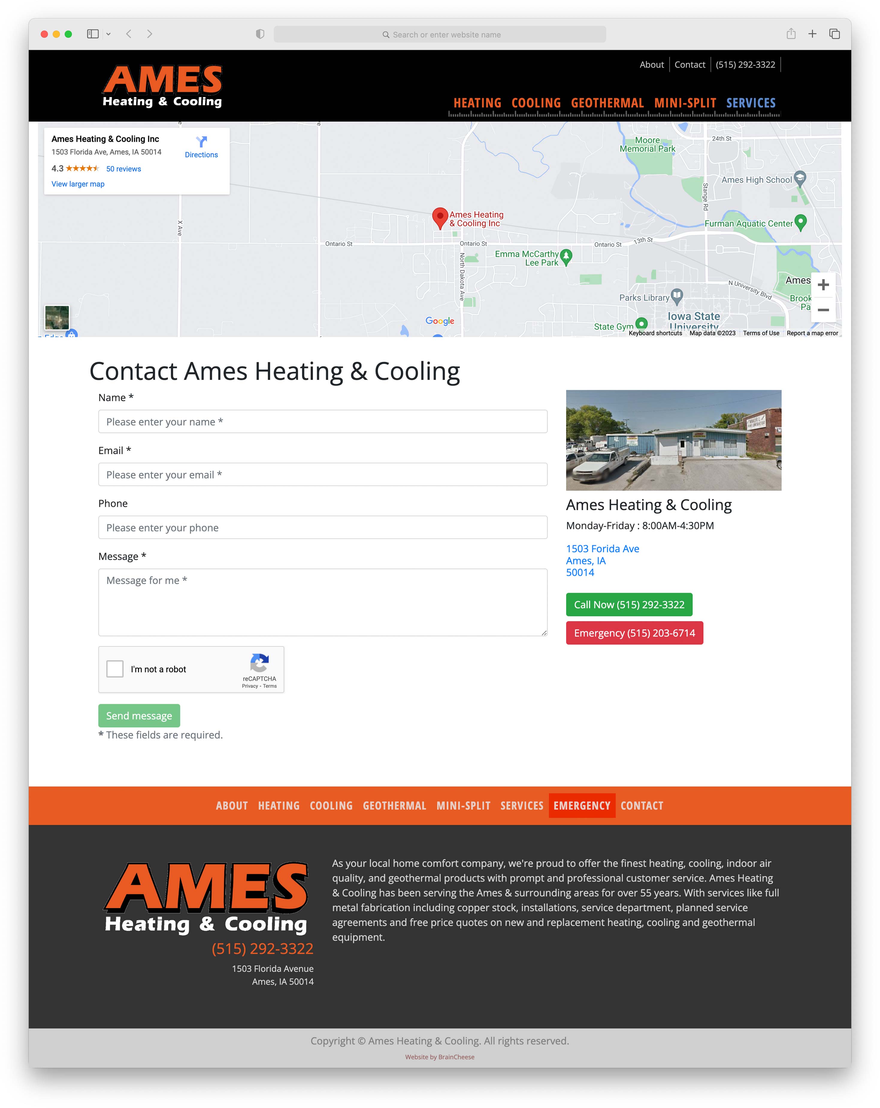 Ames Heating & Cooling Contact Page