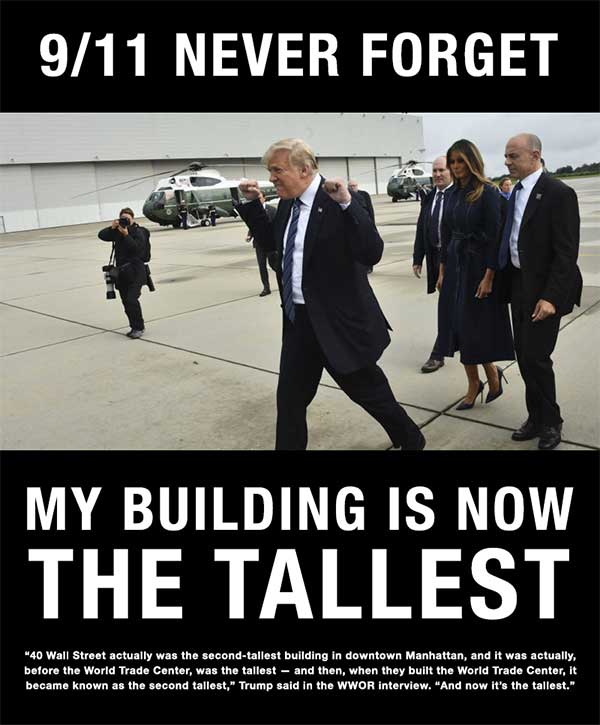 911 trump cheers for his tower